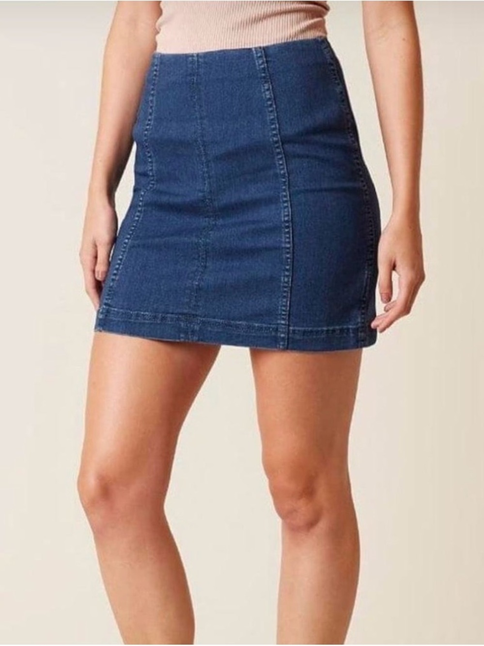 Free People Femme Denim stretch Mini Skirt